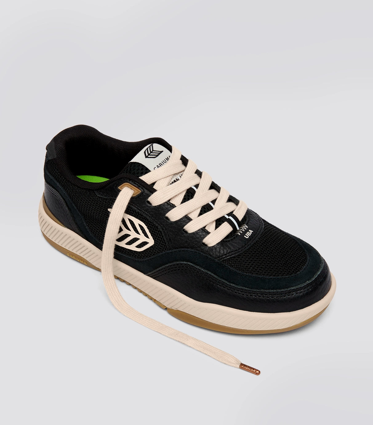 UBA PRO Black Suede and Mesh Light Cream Logo Sneaker