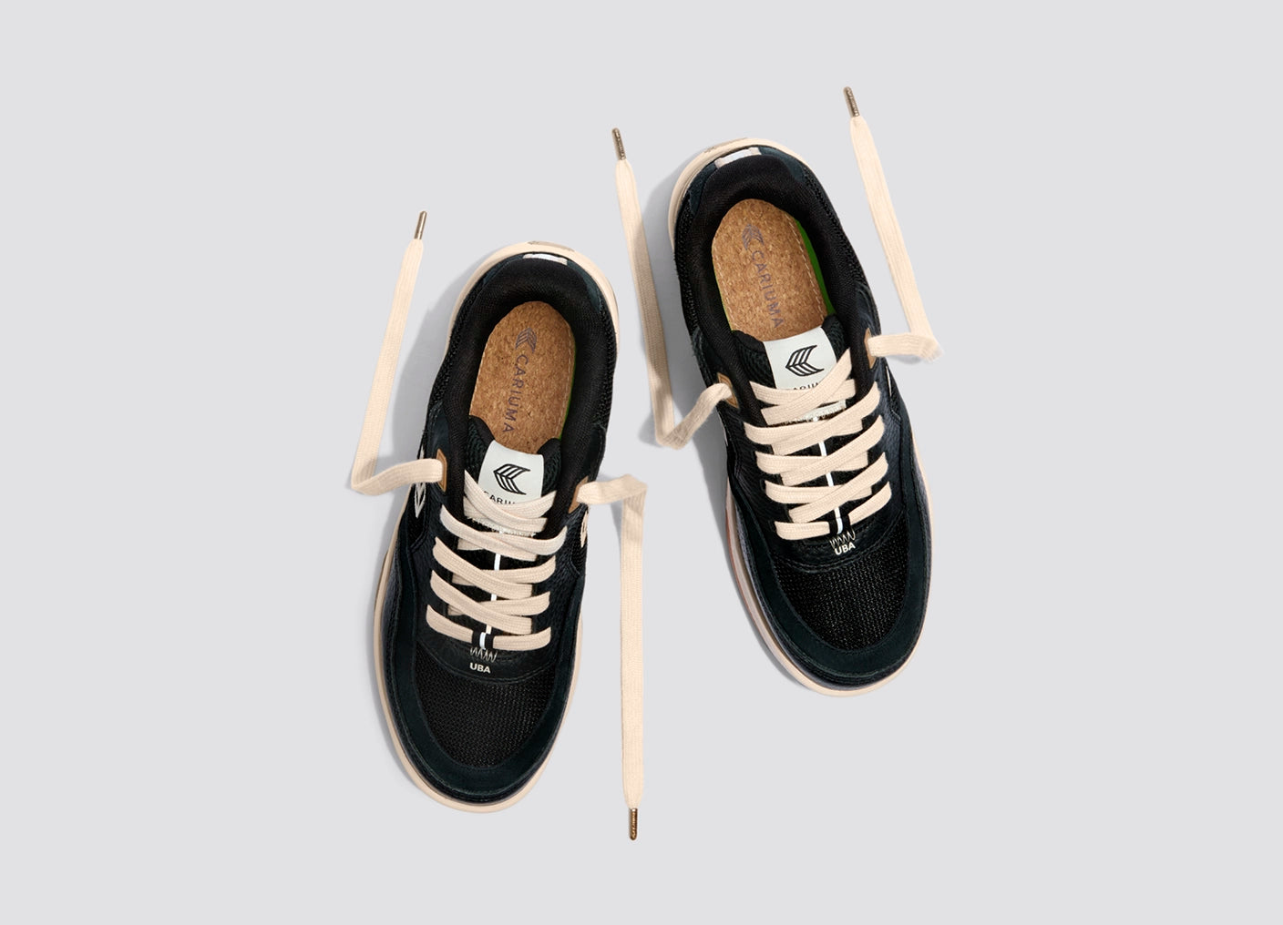 UBA PRO Black Suede and Mesh Light Cream Logo Sneaker