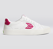 SALVAS 經典 皮革運動鞋 白色 桃紅色