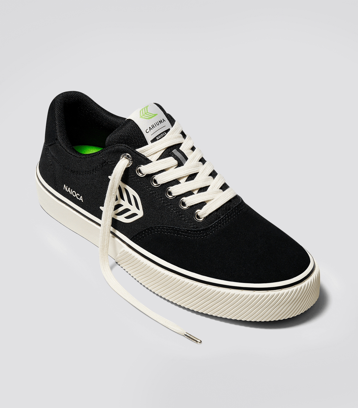 NAIOCA PRO Black Suede and Canvas Ivory Logo Sneaker