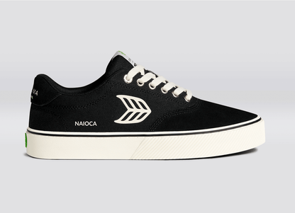 NAIOCA PRO Black Suede and Canvas Ivory Logo Sneaker