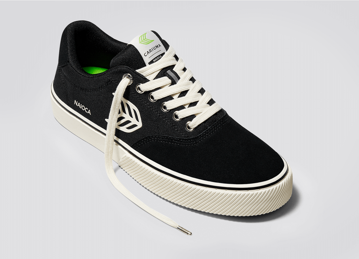 NAIOCA PRO Black Suede and Canvas Ivory Logo Sneaker
