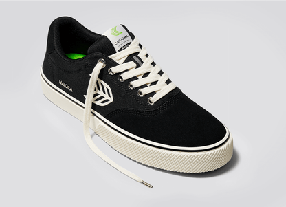 NAIOCA PRO Black Suede and Canvas Ivory Logo Sneaker