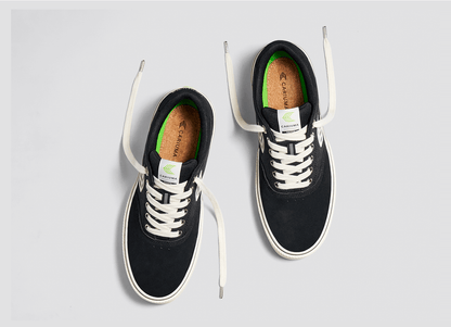 NAIOCA PRO Black Suede and Canvas Ivory Logo Sneaker