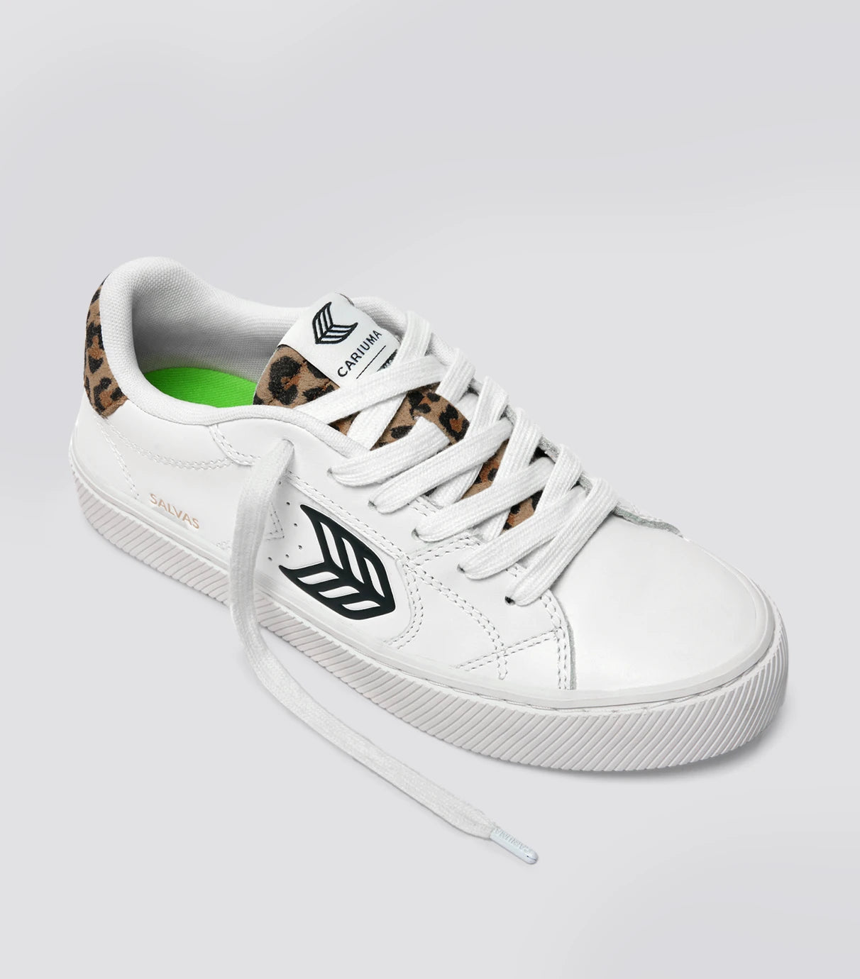 SALVAS 經典 皮革運動鞋 白色 豹紋