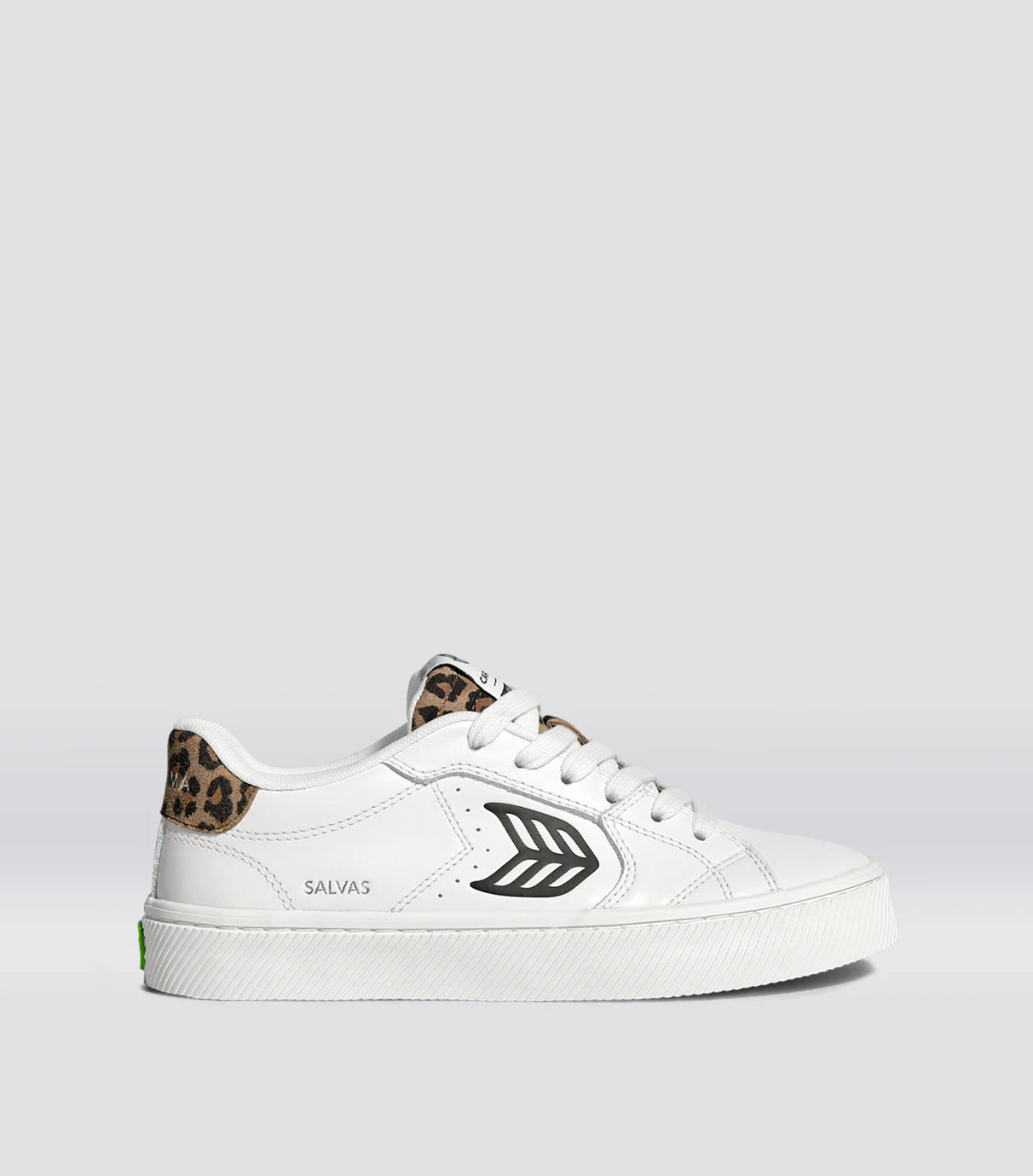 SALVAS 經典 皮革運動鞋 白色 豹紋