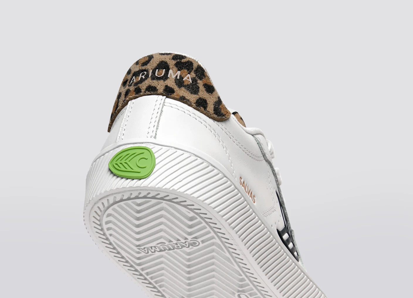 SALVAS 經典 皮革運動鞋 白色 豹紋