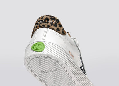 SALVAS 經典 皮革運動鞋 白色 豹紋