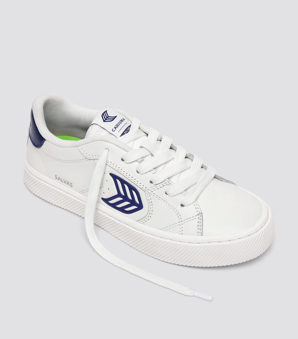 SALVAS 經典 皮革運動鞋 白色 海軍藍