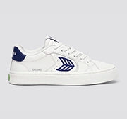 SALVAS 經典 皮革運動鞋 白色 海軍藍