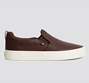 SLIP-ON 高級皮革 懶人運動鞋 棕色