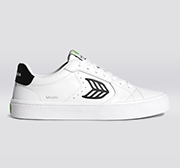 SALVAS White Leather Black Logo Sneaker