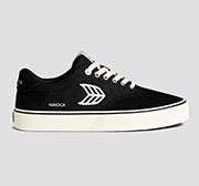 NAIOCA PRO Black Suede and Canvas Ivory Logo Sneaker